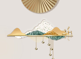 轻奢装饰画 山水麋鹿