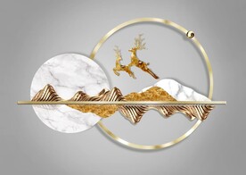 轻奢装饰画 山水麋鹿