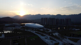 清远奥林匹克体育中心黄昏日落航