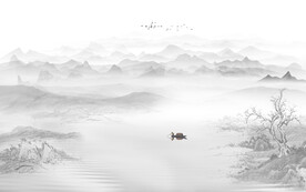 水墨山水墙画