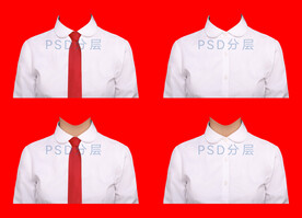 红领带女款白色衬衫psd分层