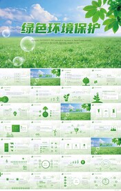 绿色清新环境保护工作总结PPT