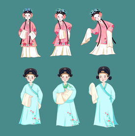 一组原创戏曲人物插画设计