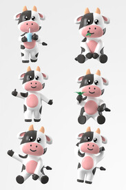 c4d卡通可爱奶牛3d元素素材
