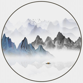 圆形山水画