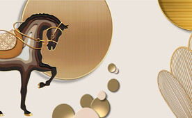 轻奢装饰画 几何图形 马