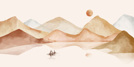 轻奢装饰画 水彩山水画 莫兰迪