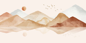 轻奢装饰画 水彩山水画 莫兰迪