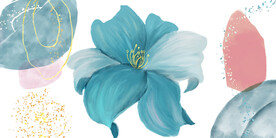 轻奢装饰画 蓝色花朵 三联画