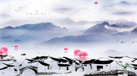 中式意境山水背景墙