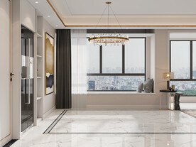 客餐厅背景墙空场景