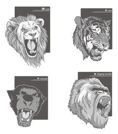 猛兽矢量图车贴狮虎豹猩猩