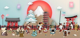 浮世绘日本料理餐饮背景墙