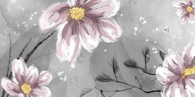 轻奢装饰画 三联画 粉色花朵