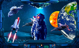 空间站宇航员背景墙