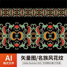 复古传统名族风花纹