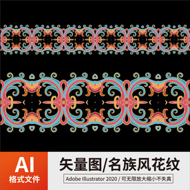 复古传统名族风花纹