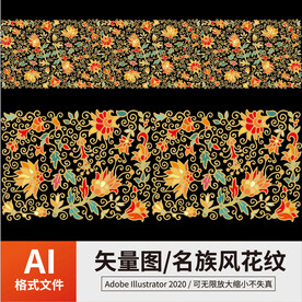 复古传统名族风花纹