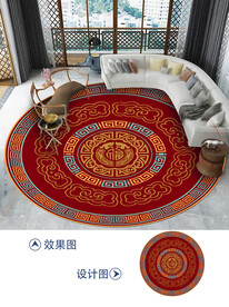 红色复古客厅地毯