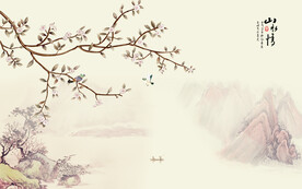 新中式花鸟画背景墙