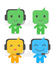 卡通客服聊天wifi精灵矢量图