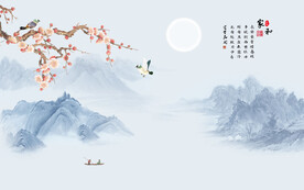 新中式工笔花鸟画背景墙