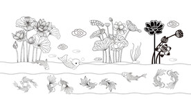 年年有余荷花叶年货包装插画设计