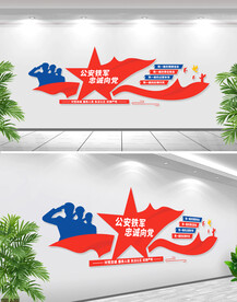 公安铁军忠诚向党文化墙