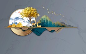 新中式山水背景墙