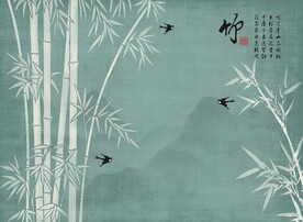 新中式竹子山水背景墙