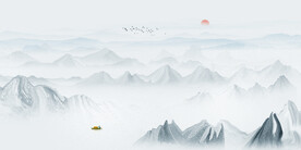 水墨山水画背景墙