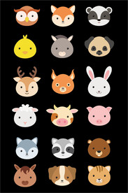 AI矢量卡通动物头像