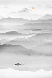 竖幅水墨画