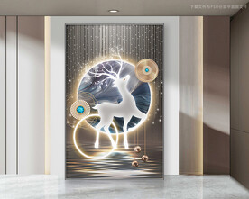 北欧现代轻奢梅花鹿装饰画