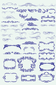 AI矢量欧式花纹边框花边