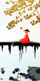 禅意银杏玄关装饰画