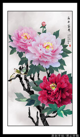 牡丹花鸟画