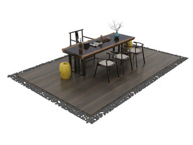 中式禅风茶桌3d模型