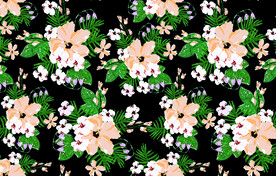 黑底 黄花 绿叶