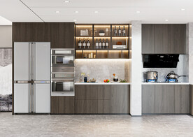 现代极简风厨房餐厅背景墙摄影墙