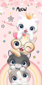 可爱卡通猫咪叠叠乐玄关装饰画