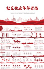 红色大气社区物业年终总结PPT
