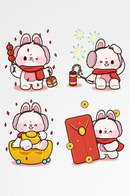 兔年兔子新年喜庆IP元素
