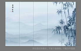 屏风水墨山水画