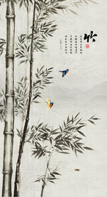 中式水墨竹子玄关画