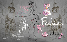 个性砖墙美女鞋子工装背景墙