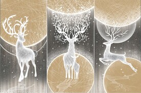 装饰画 几何图三联画 抽象麋鹿
