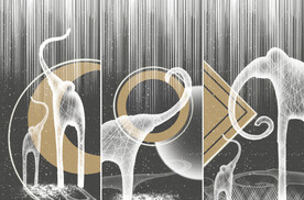 装饰画 几何图三联画 抽象大象