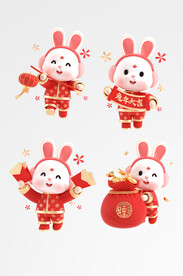 c4d2023新年兔子动物3d