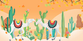 卡通骆驼仙人掌背景墙